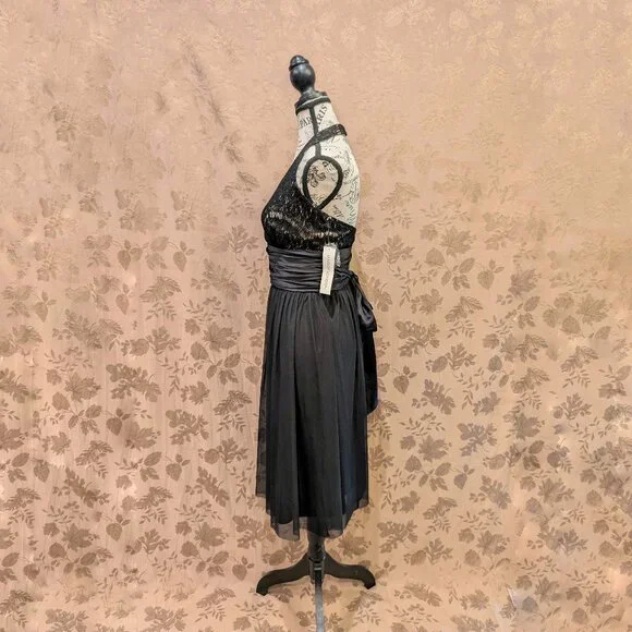 Maggy London Black Crochet Accent Halter Midi Dress, Size 10, New With Tags! - Picture 5 of 13